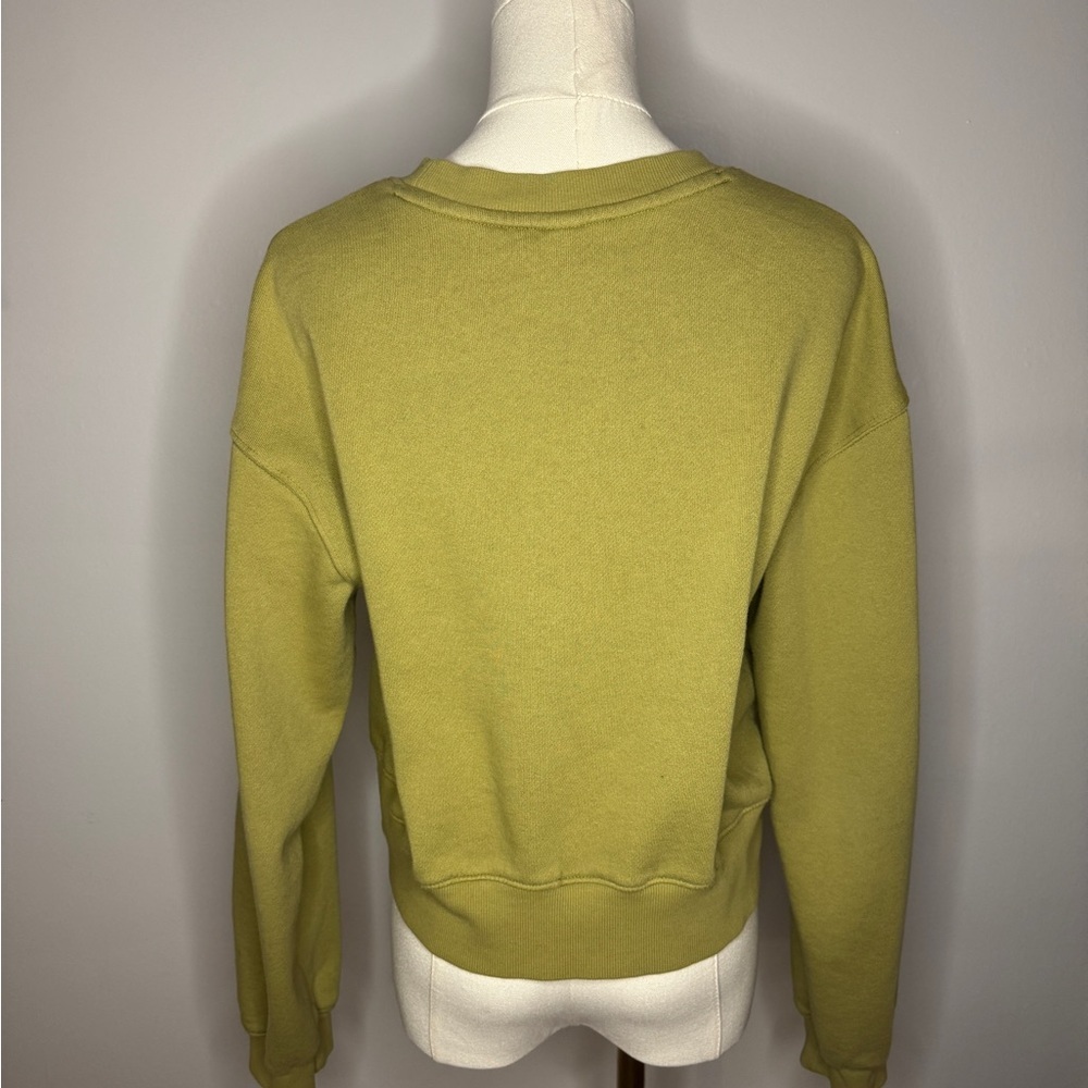 Olive Green Cropped Sweatshirt - Picture 2 of 3
